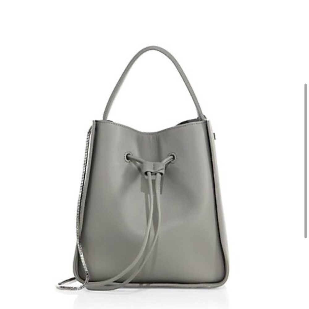 3.1 Phillip Lim Gray Drawstring Bucket Bag with Chain Strap